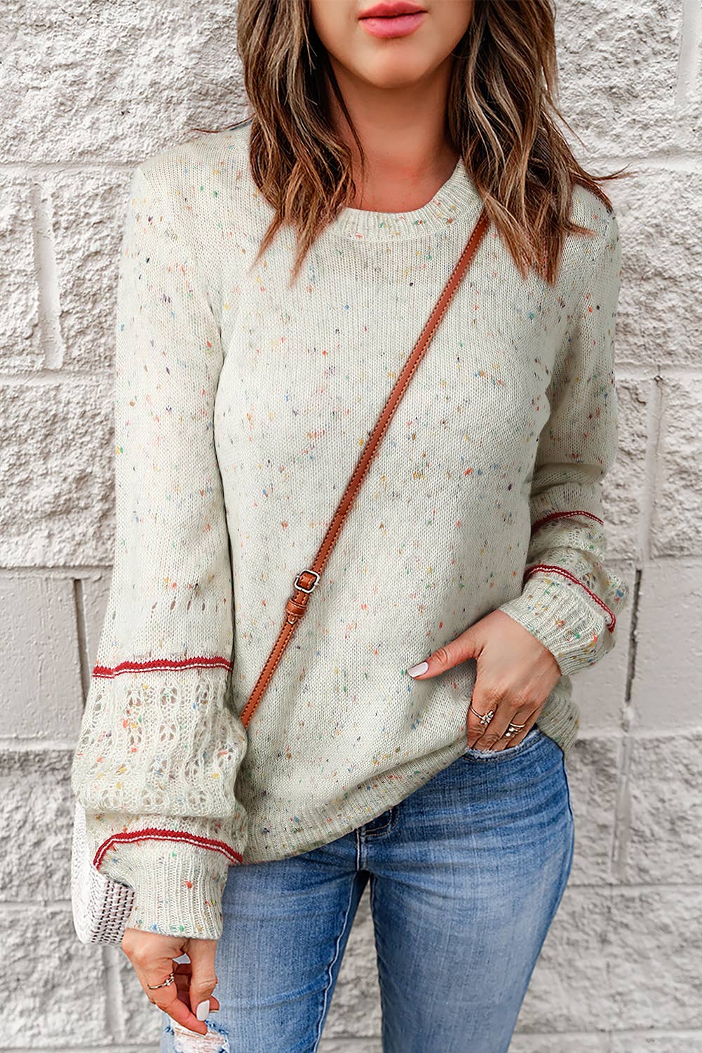 Lovesoft - Pilling Detail Patterned Sleeve Sweater