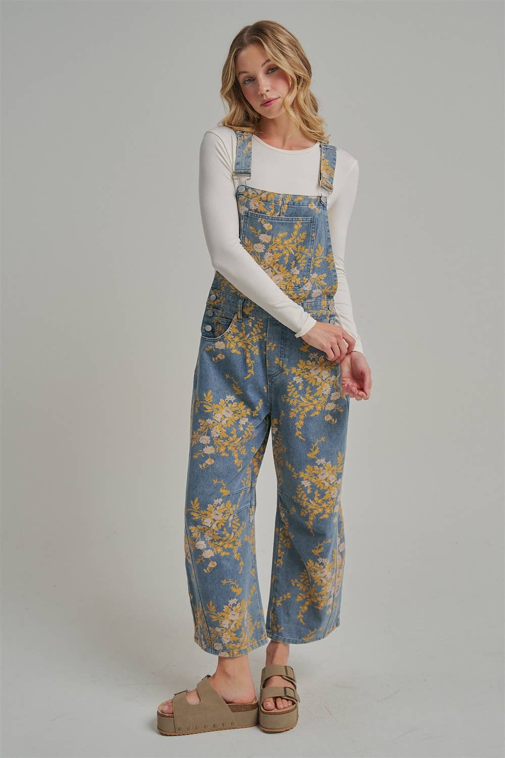 BON - FLORAL PRINT DENIM OVERALL JUMPSUIT_JLB80013-09
