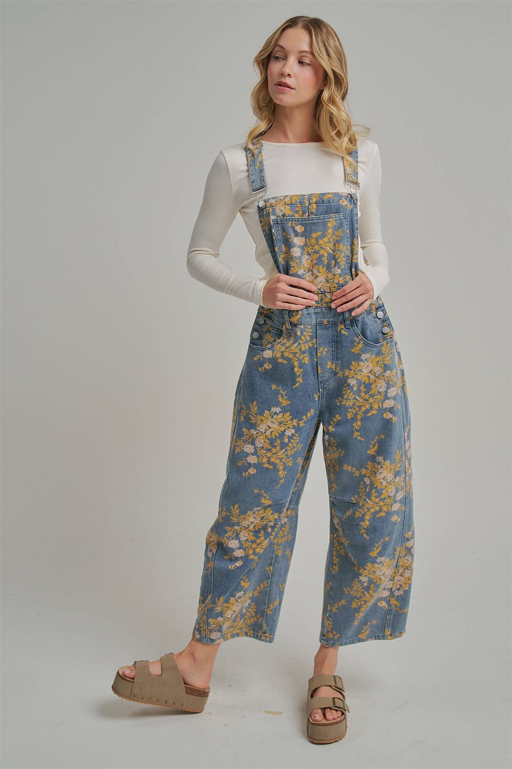BON - FLORAL PRINT DENIM OVERALL JUMPSUIT_JLB80013-09