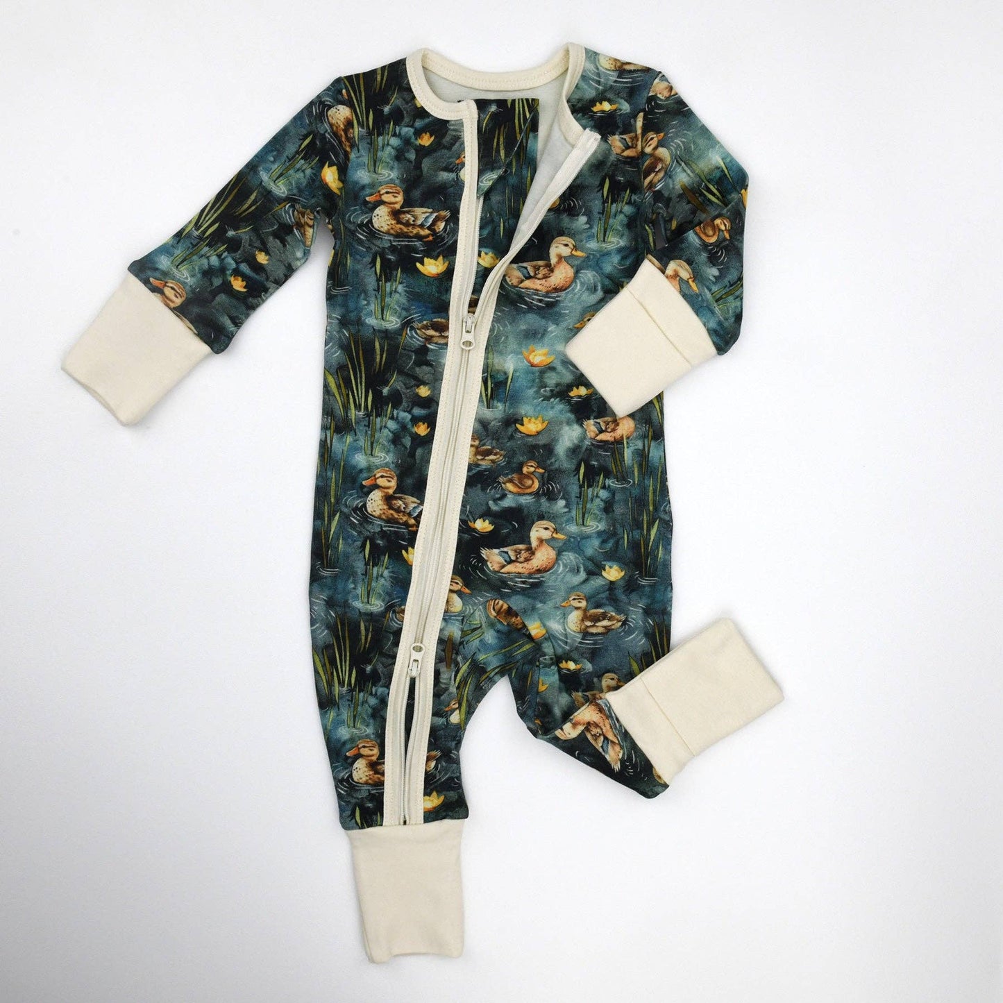 Earthy - Organic Cotton Baby Pajamas 2-Way Zipper Sleeper, Harbor