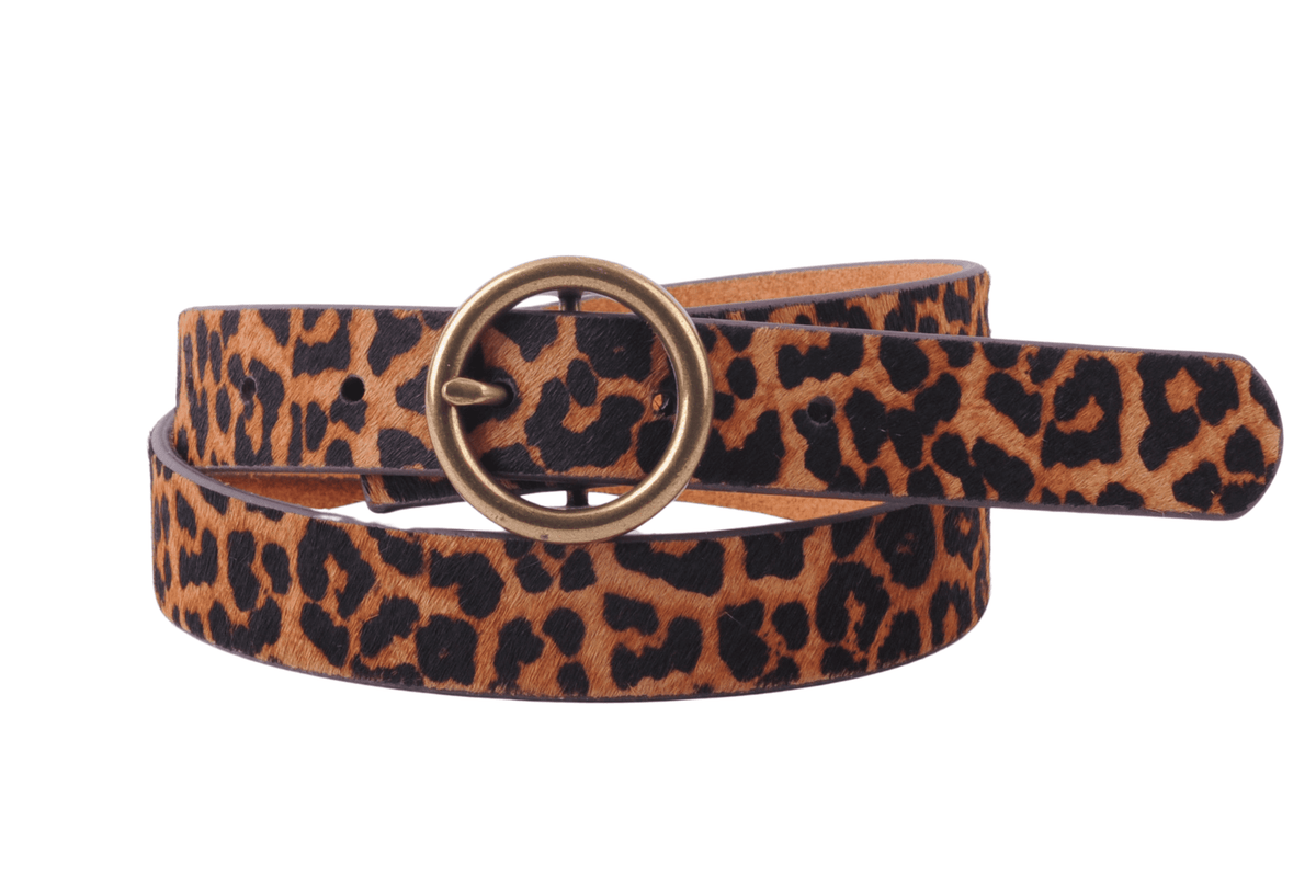 Most Wanted USA - Round Brass Buckle Suede/Genuine Leather Belt｜Minimalist