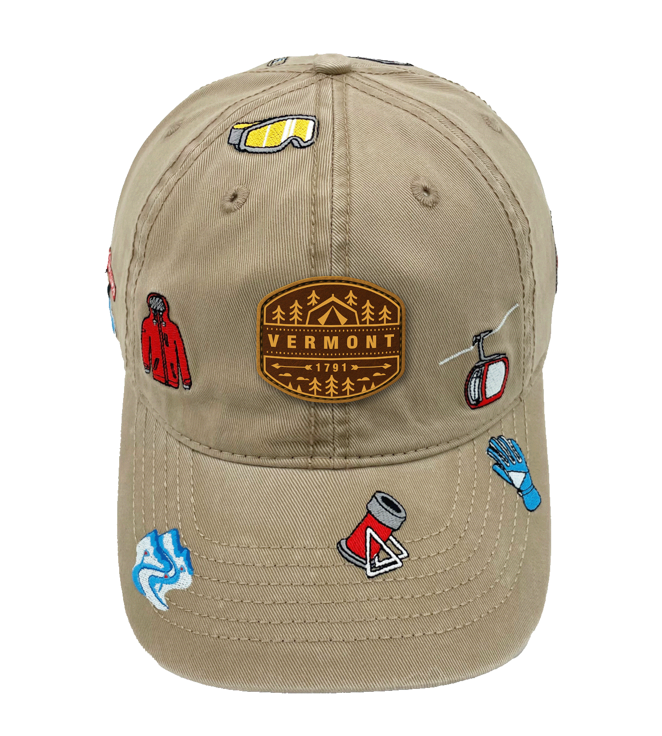 Northern Icons Creations INC - Vermont Ski Resort Embroidered Baseball Cap – Snow Mountain Winter Travel Adventure Hat