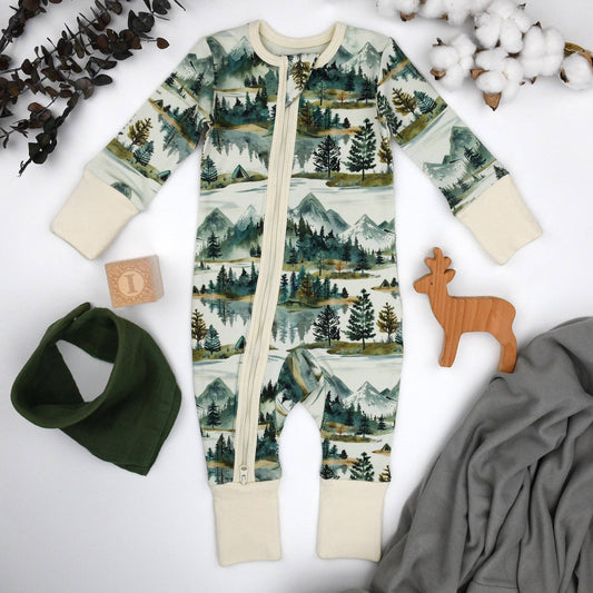 Earthy - Organic Cotton Baby Pajamas 2-Way Zipper Sleeper, Teton