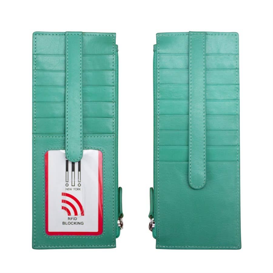 ili New York - 7800 Leather Card Holder with Zip Pocket