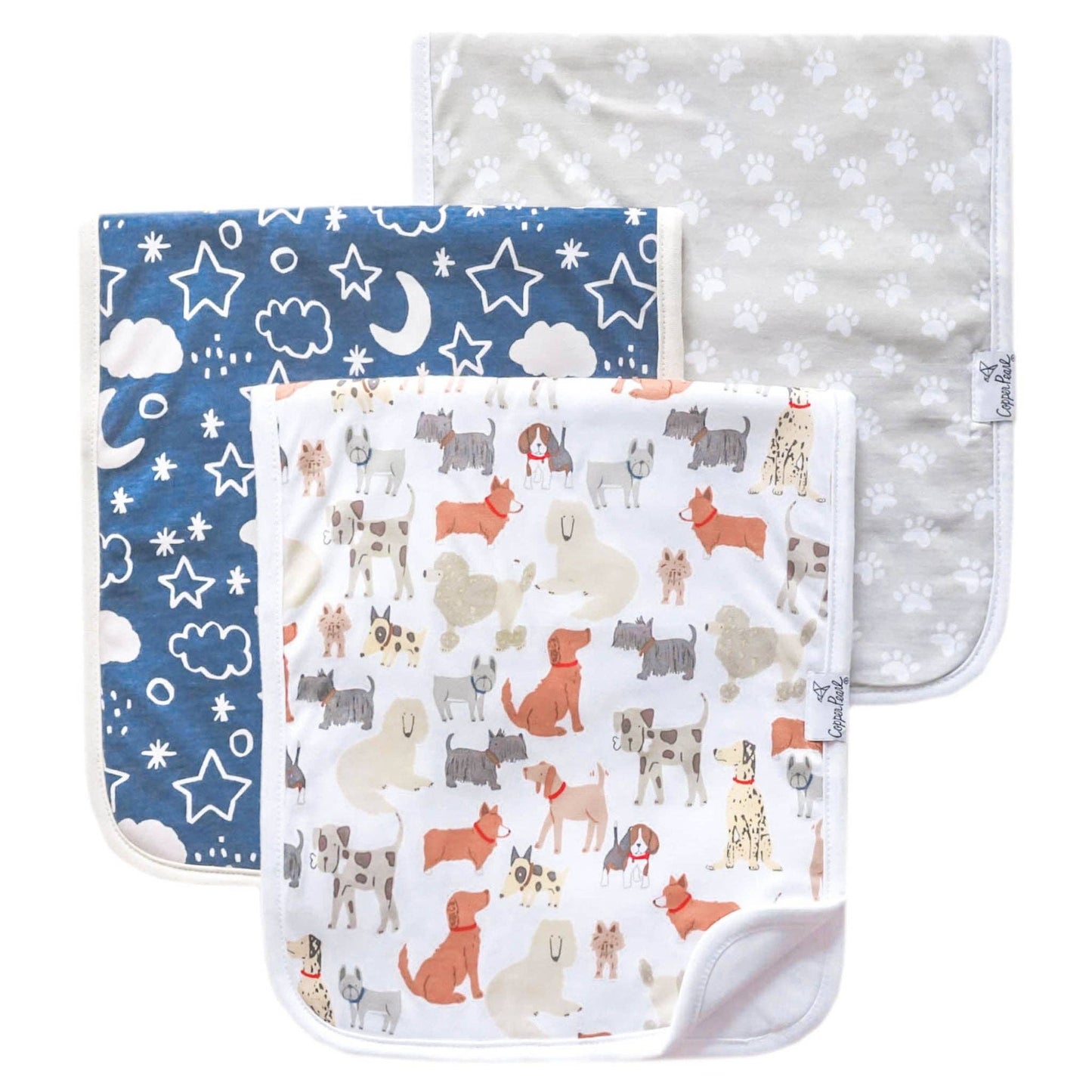 Copper Pearl - 3 Pack Premium Burp Cloths - Rufus