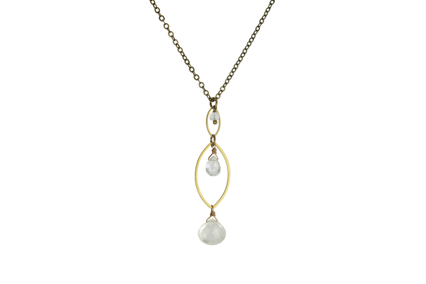 Edgy Petal Jewelry - Lovely Double Marquise Necklace with Crystal Clear Quartz