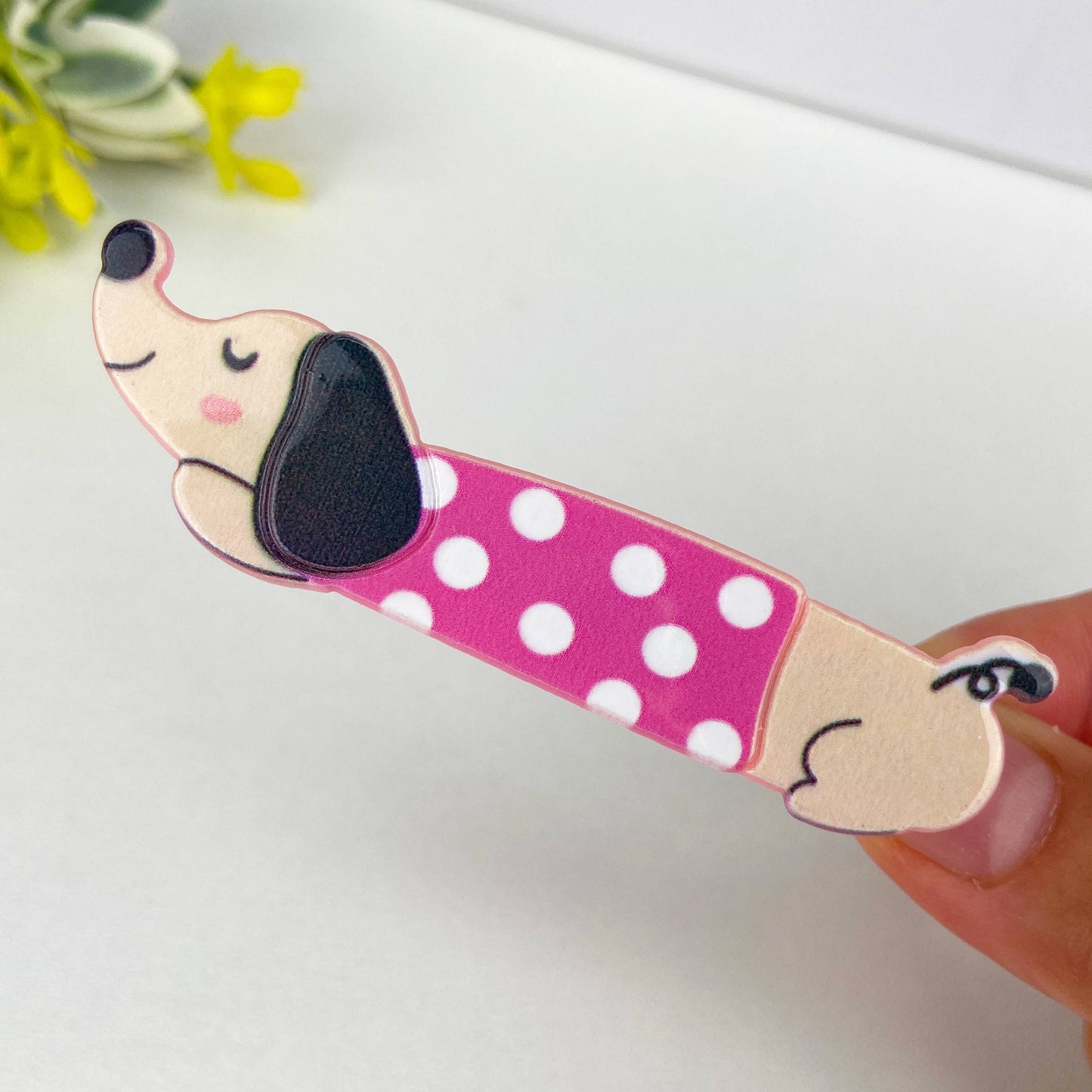 SoapElenGlen - Cute cartoon colorful dachshund hair clip