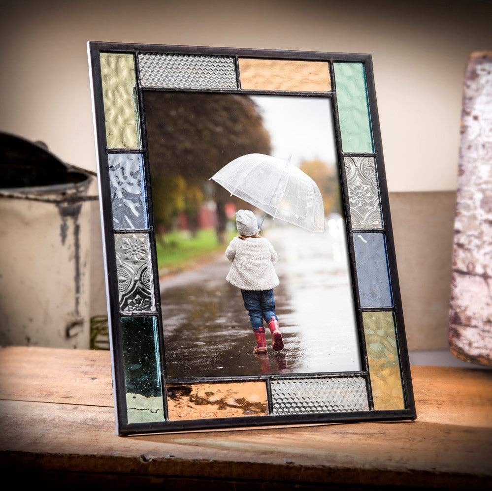 J Devlin Glass Art & Bert Anderson Collection - Pic 412-413 Multi Colored Pastel Glass - Easel Back Frame Series