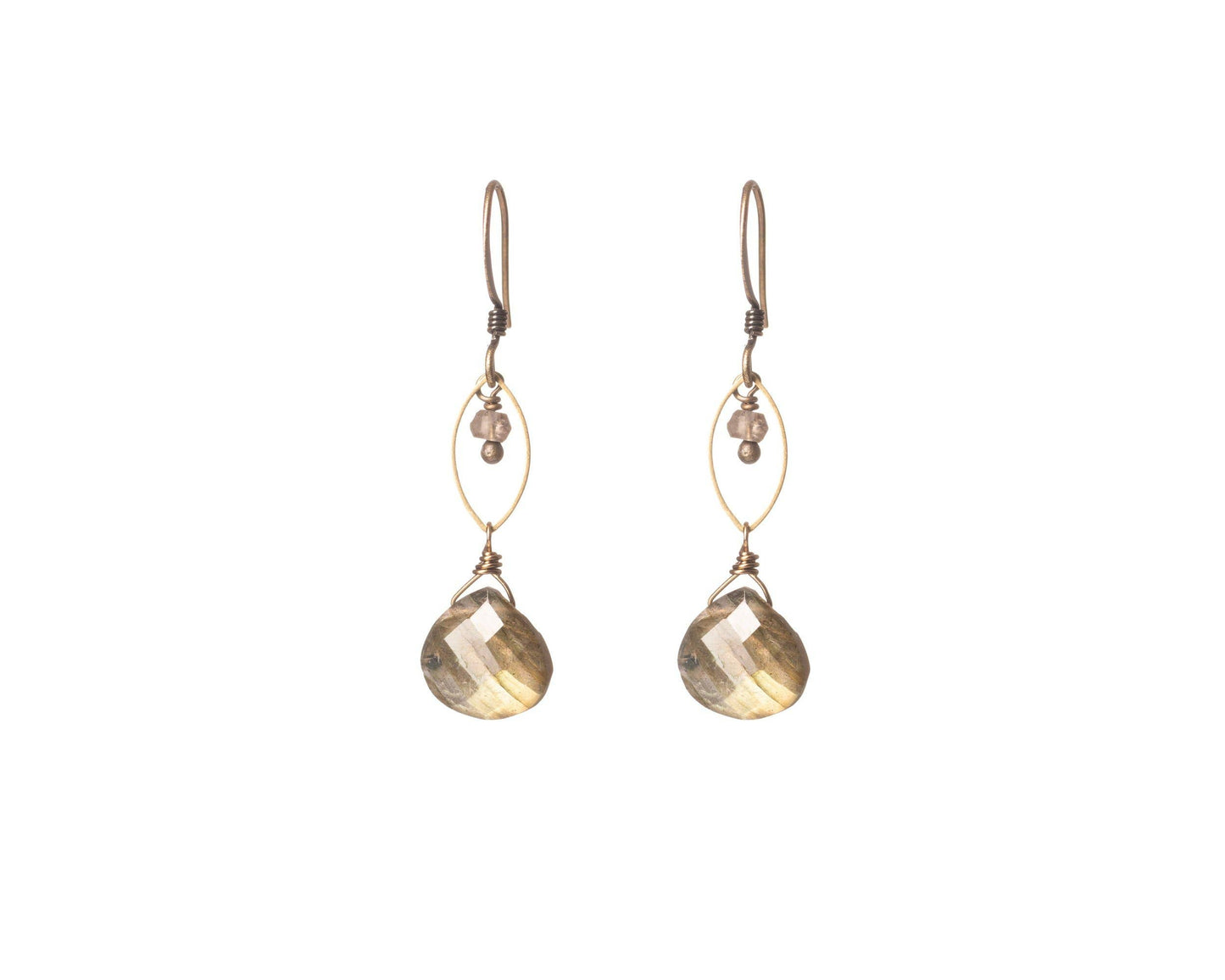 Edgy Petal Jewelry - Brown Labradorite and Smoky Quartz Marquise Earrings