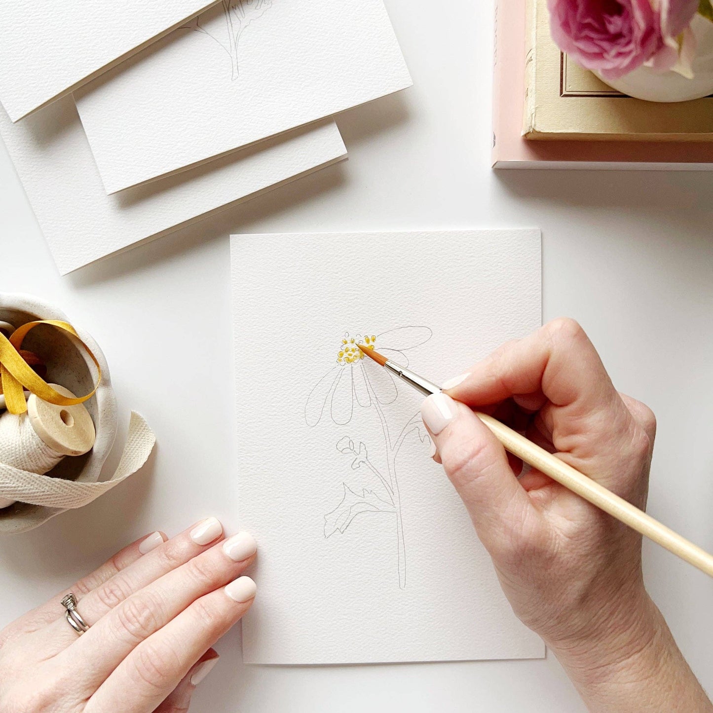 emily lex studio - Garden flowers paintable watercolor notecard set