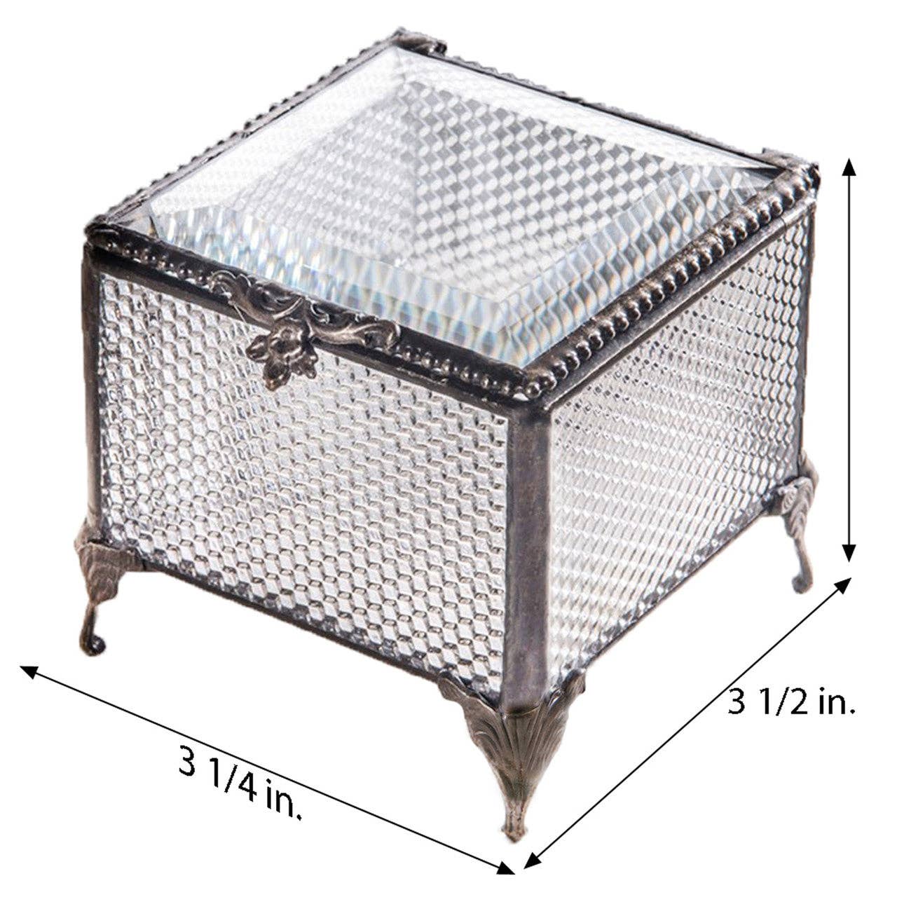J Devlin Glass Art & Bert Anderson Collection - Box 825 Clear Honeycomb Glass Box