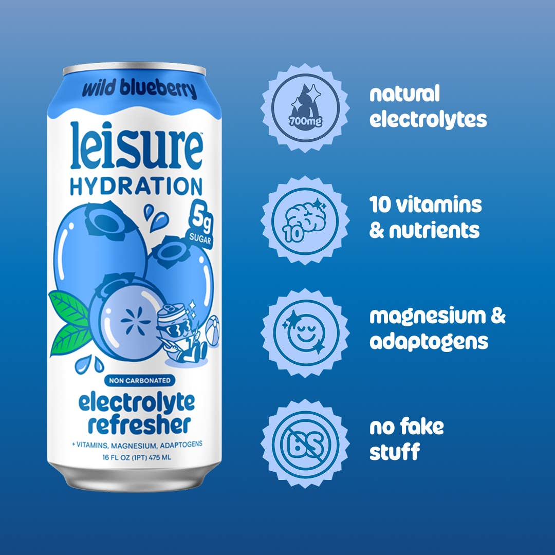 Leisure Hydration - Leisure Hydration Electrolyte Wild Blueberry (16 oz x 12-Pack)
