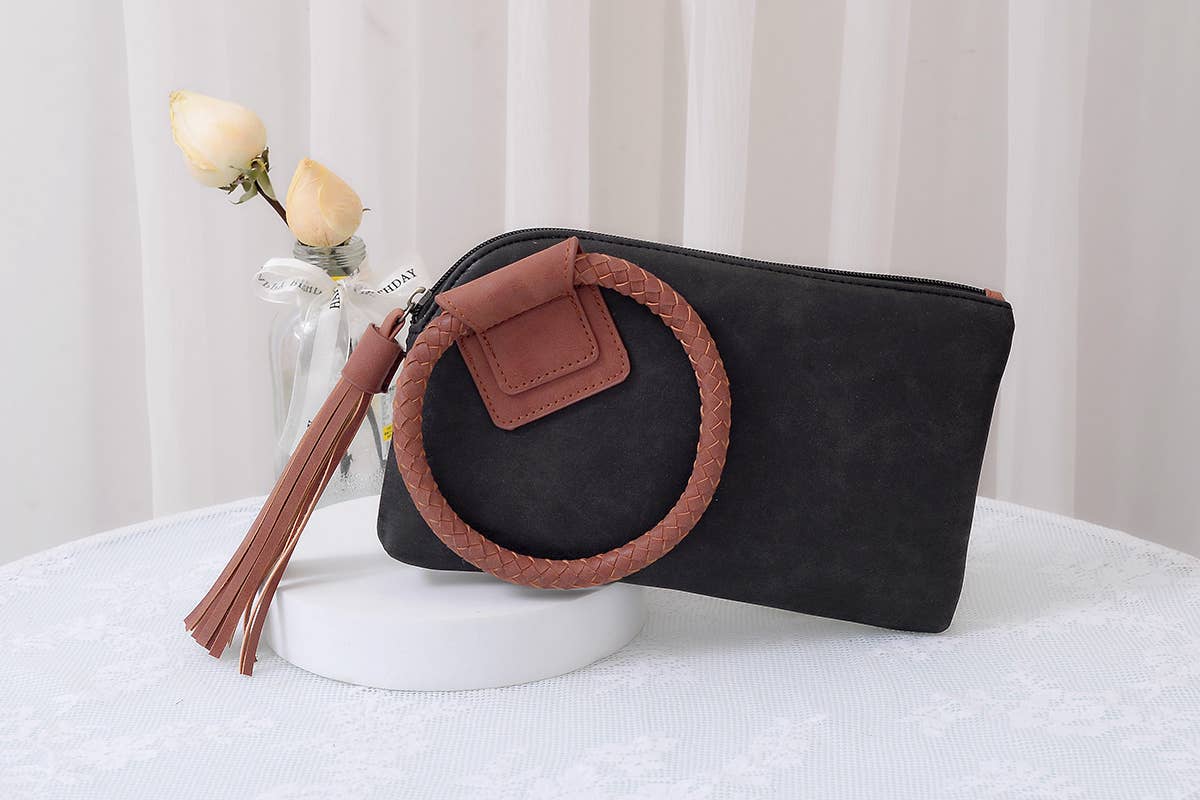 MiMi Wholesale - BP204 Fashion Cuff Handle Tassel Wristlet Clutch