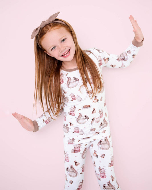 Jammie Session formerly Big Dreams Little Jammies - Tiny Tea Time Long Sleeve Kids Bamboo Pajamas sets, Baby toddler Unisex kids sleepwear, Gender natural Clothing, Kids outfit, Matching Family Pajamas,