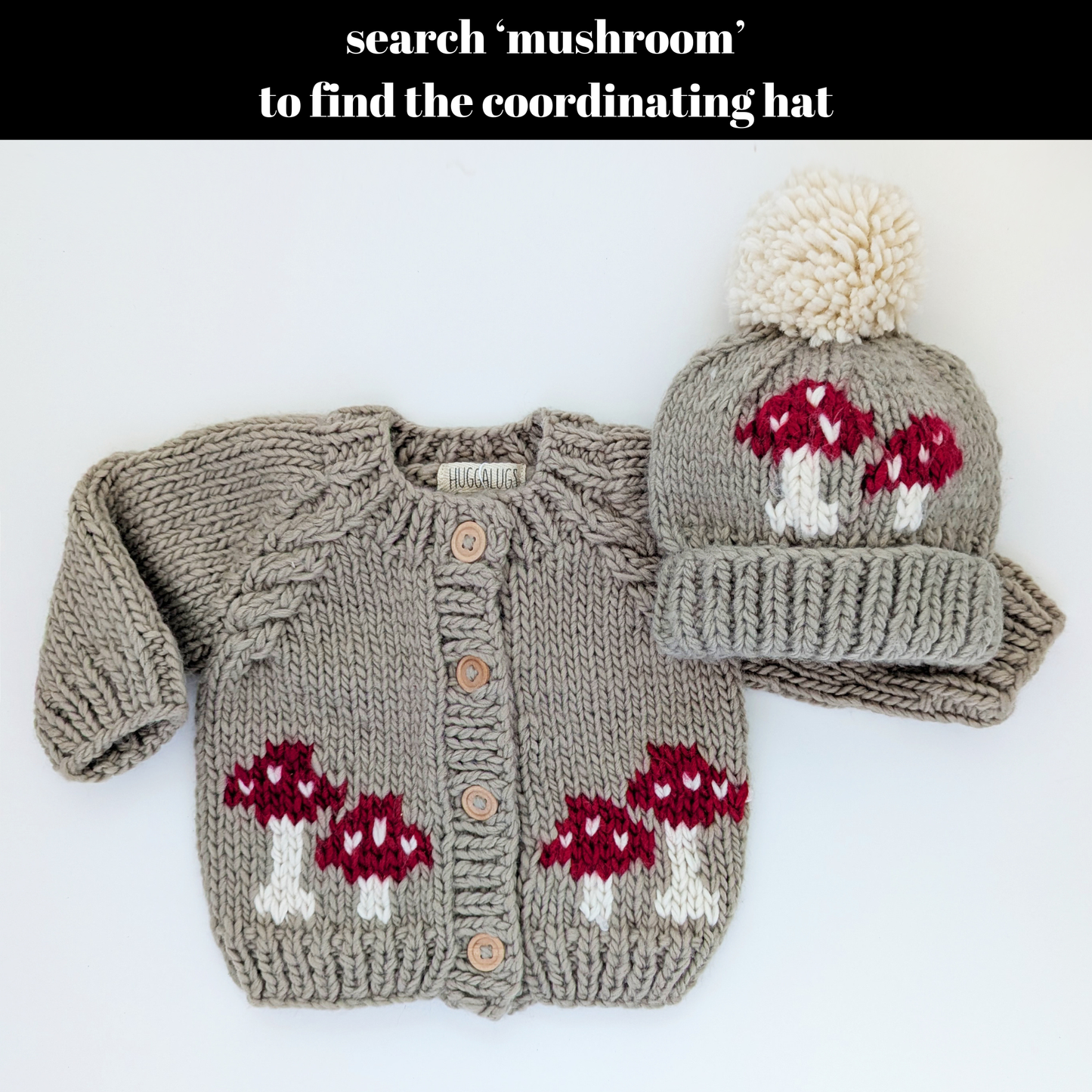 Huggalugs - Mushroom Pebble Cardigan Sweater Baby & Toddler
