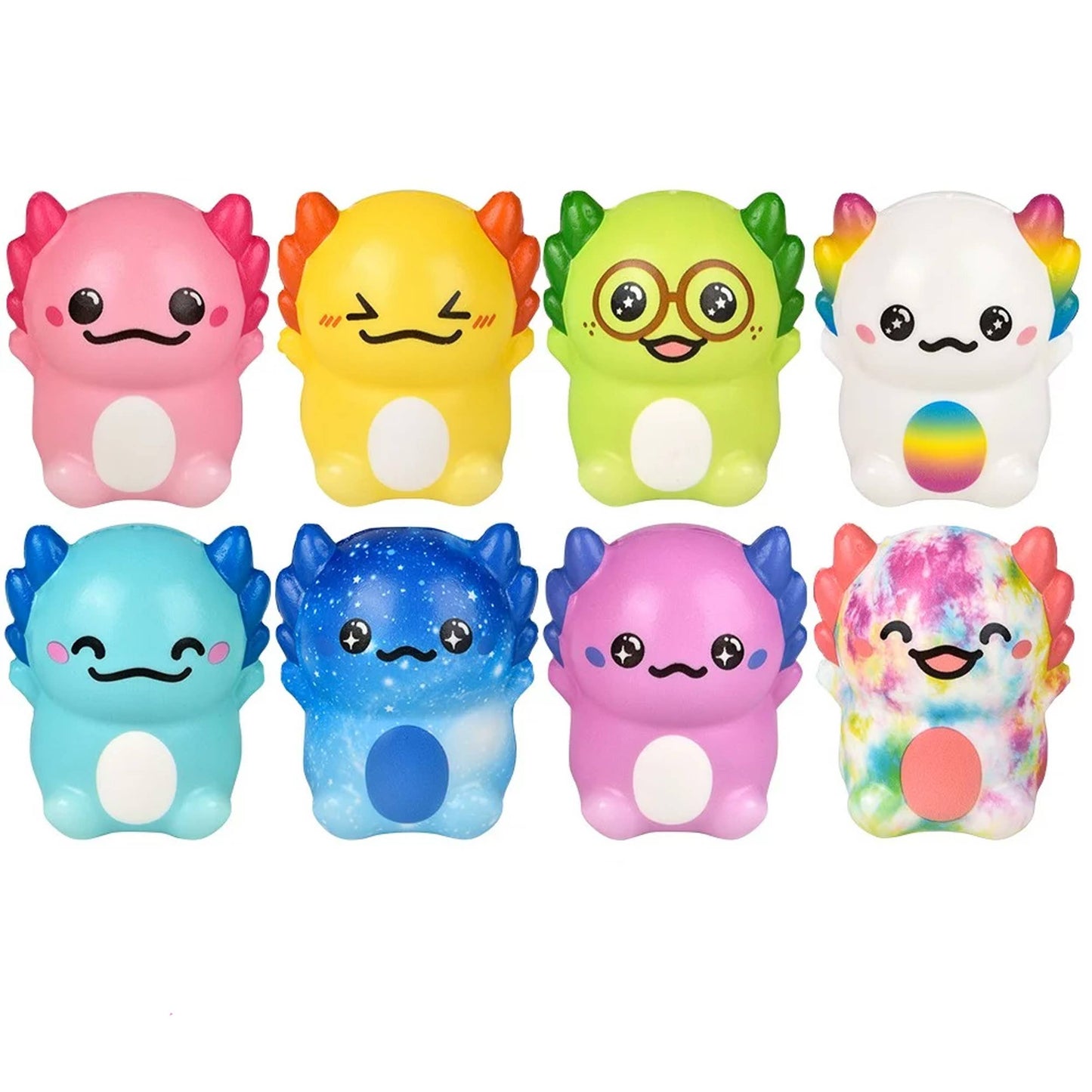 JSBlueRidge Toys - Colorful Axolotl Soft Squish Kids Toy - Assorted in Bulk