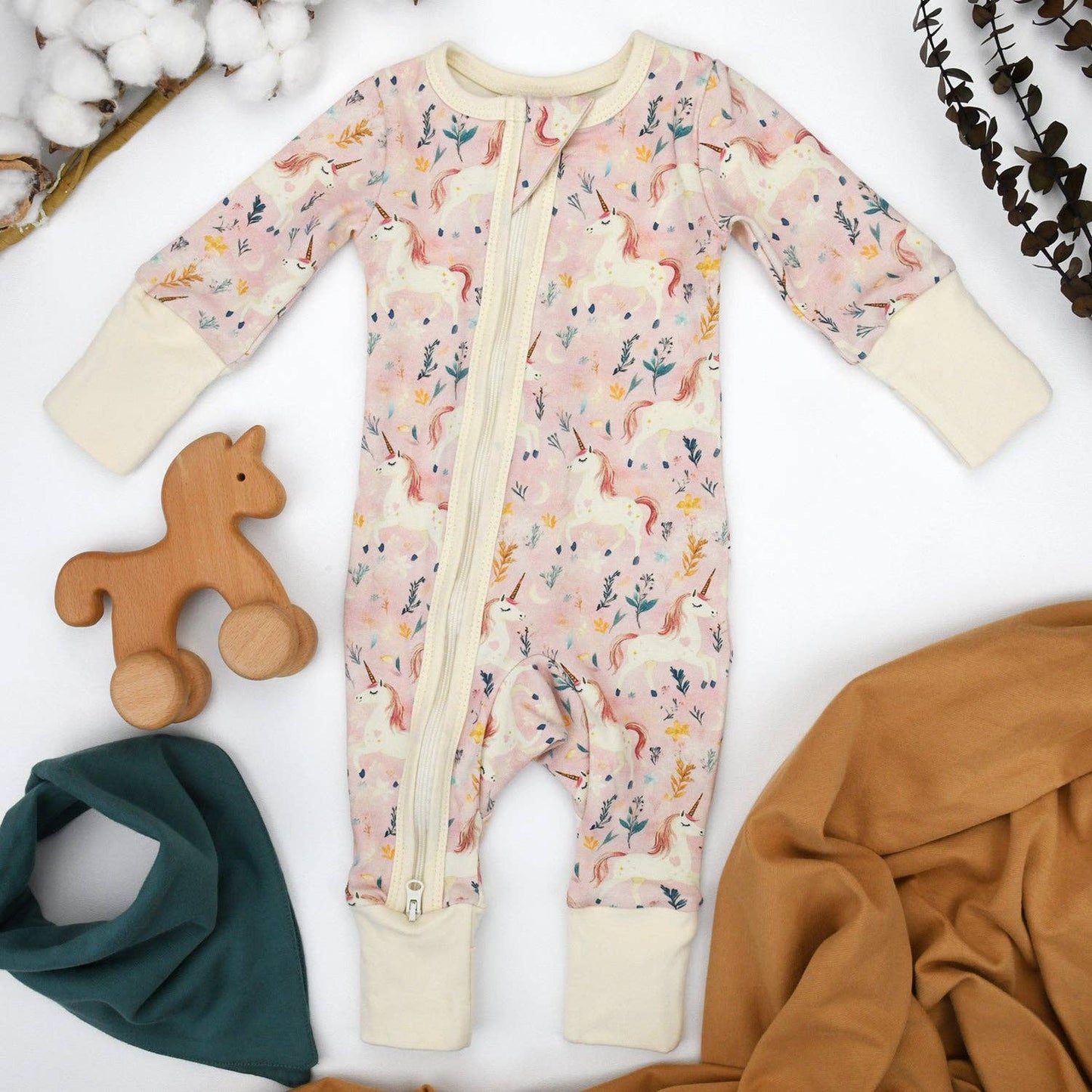 Earthy - Organic Cotton Baby Pajamas 2-Way Zip Front Zipper Sleeper, Zara