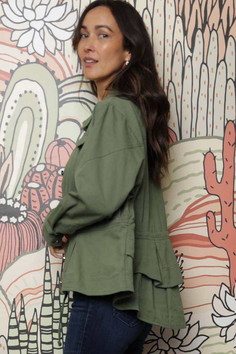Nostalgia - E2U94-ASIS DENIM RUFFLE PEPLUM JACKET