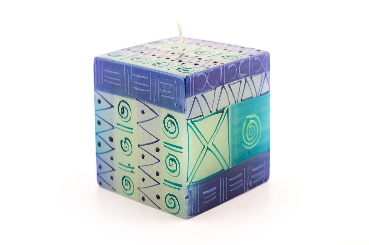 Thumbprint Artifacts - Blue and Green Candle