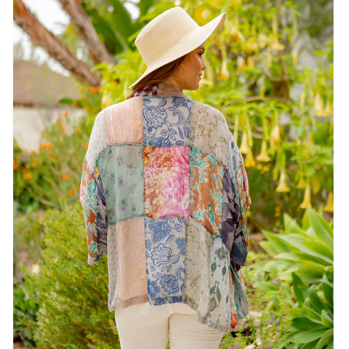 Young Threads - Kimono Top In Overdyed Mix N Match Patches - in 7 Color ways