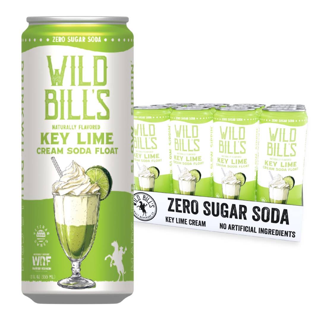 Wild Bill’s Craft Beverage Co. - Key Lime - Zero Sugar Soda, Clean Ingredients, 12-Pack, Cans