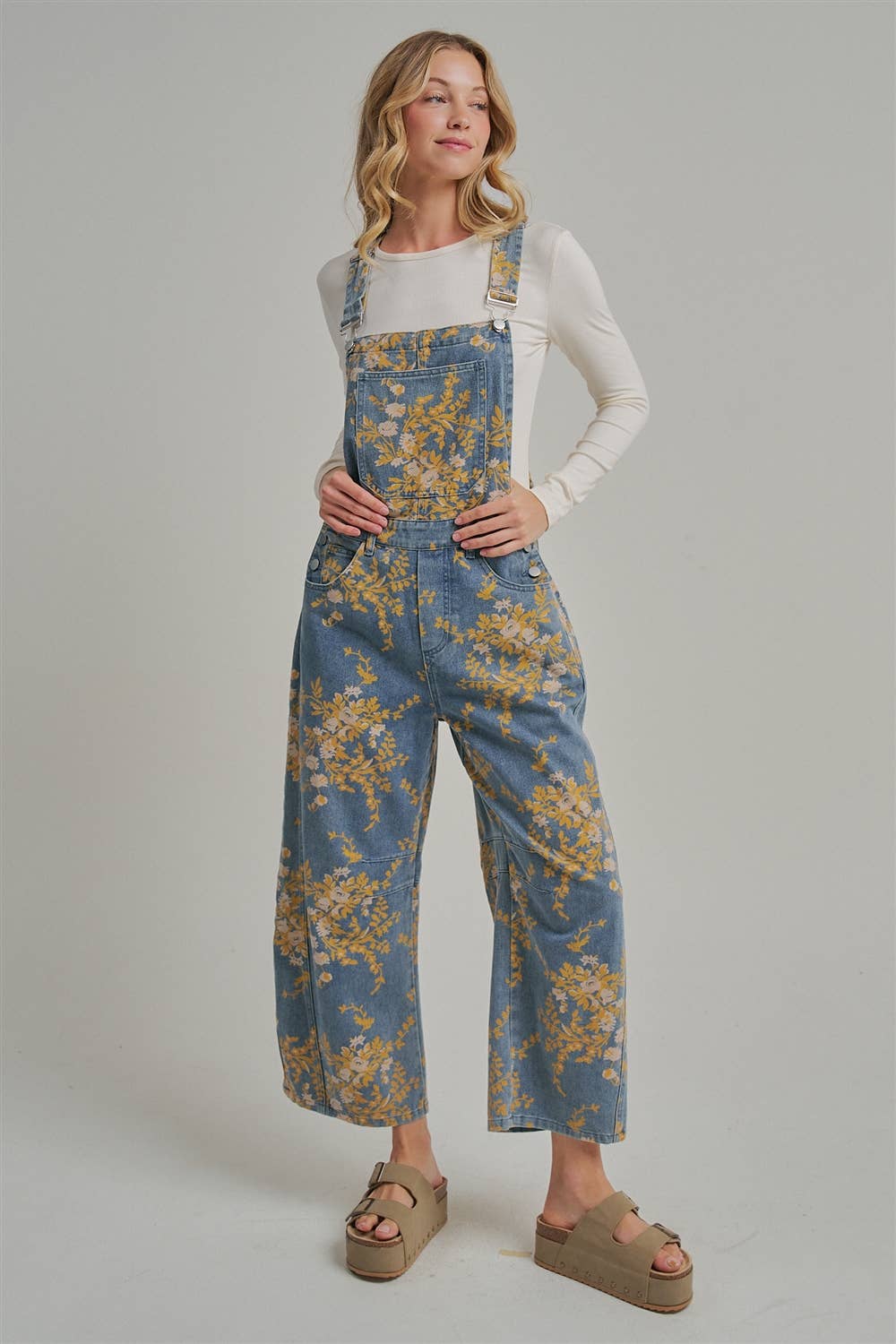 BON - FLORAL PRINT DENIM OVERALL JUMPSUIT_JLB80013-09