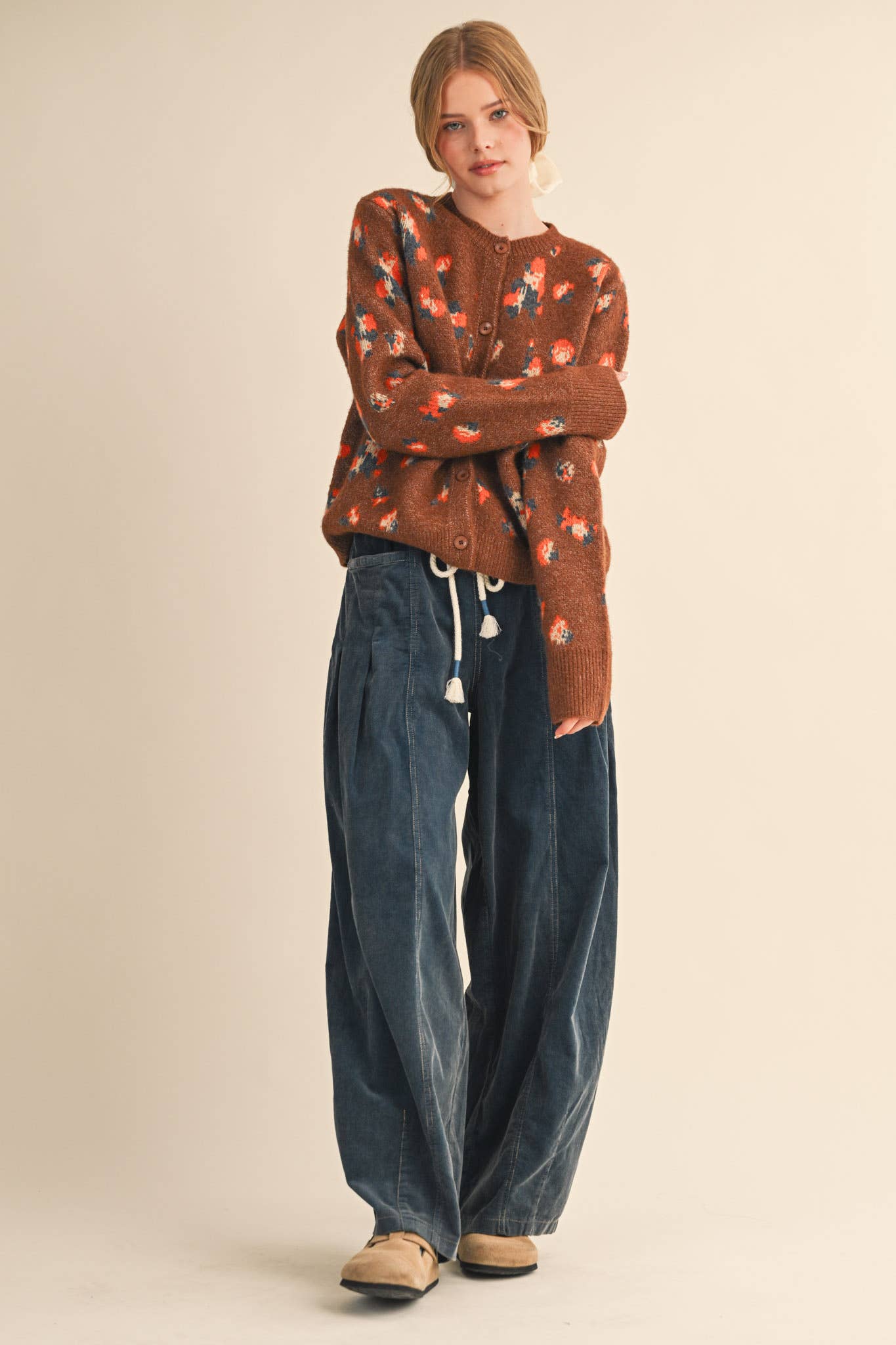 &MERCI - WASHED CORDUROY PLEATED BARREL PANTS MP4155