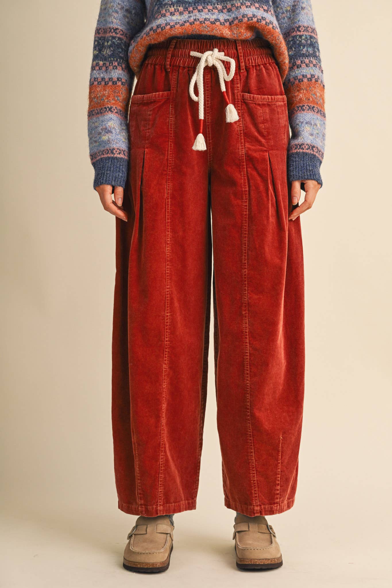 &MERCI - WASHED CORDUROY PLEATED BARREL PANTS MP4155