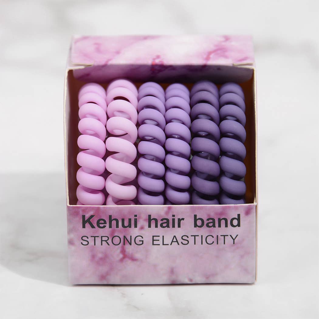 SoapElenGlen - 6PC Frosted Hair Ties With Color Boxed