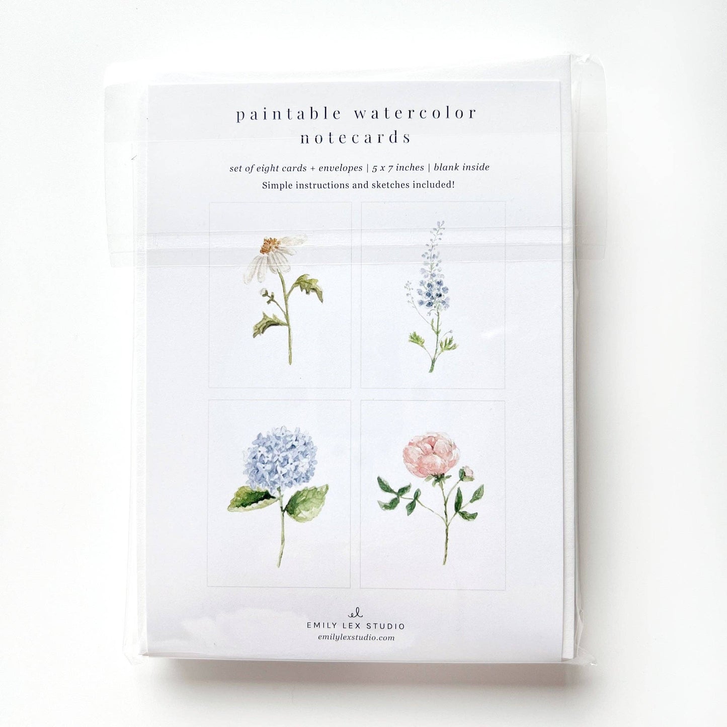 emily lex studio - Garden flowers paintable watercolor notecard set