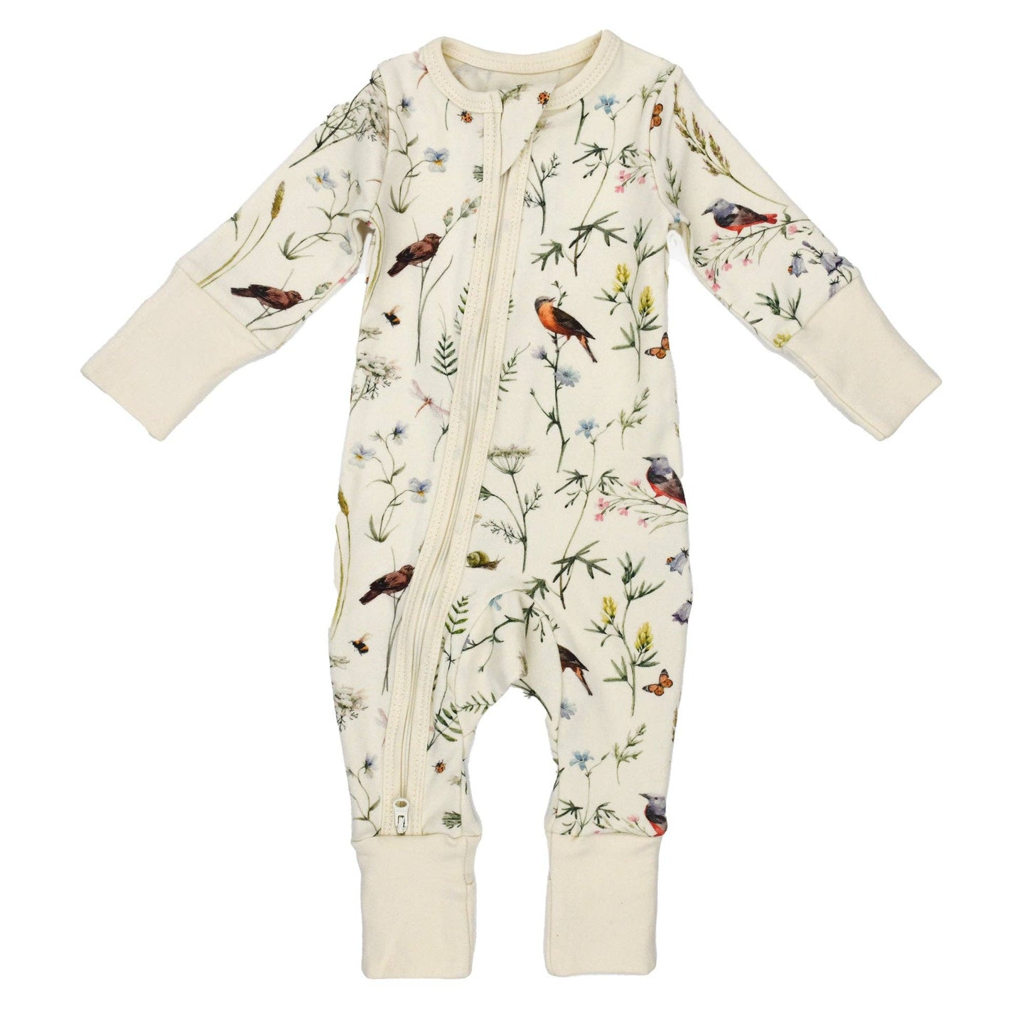 Earthy - Organic Cotton Baby Pajamas 2-Way Zip Front Zipper Sleeper, Finch