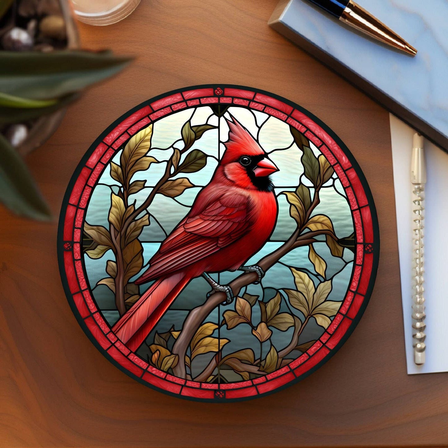 Fernville Creations - Cardinal Coaster, Bird Lover Gift, Nature Home Decor