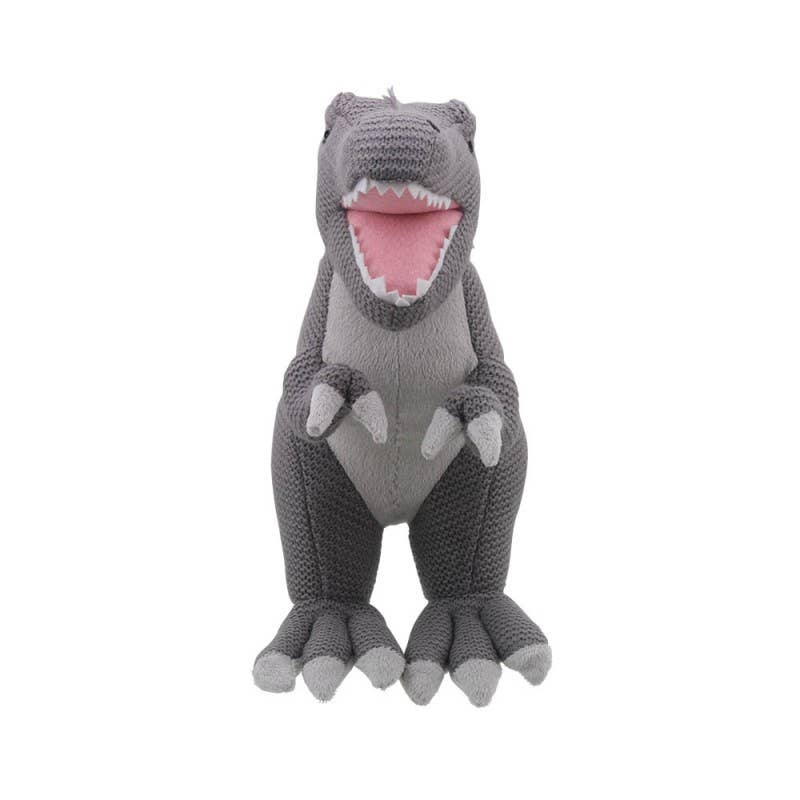 The Puppet Company (US) - Wilberry Knitted: T-Rex (Grey - Medium)