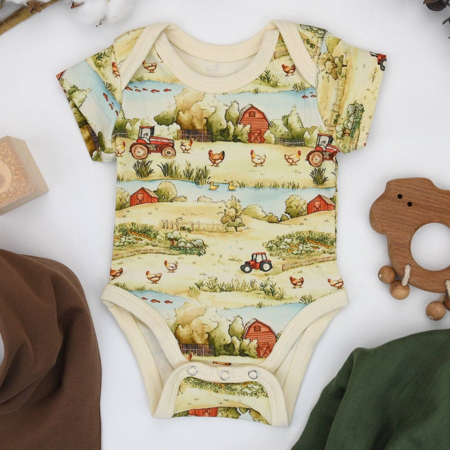 Earthy - Organic Cotton Short Sleeve Baby Bodysuit, Ranger
