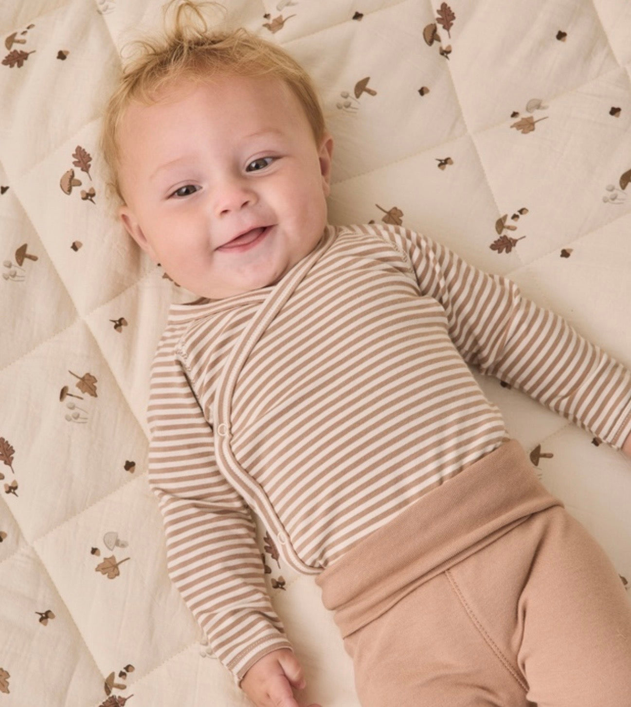 Side Snap Bodysuit Almond Stripe