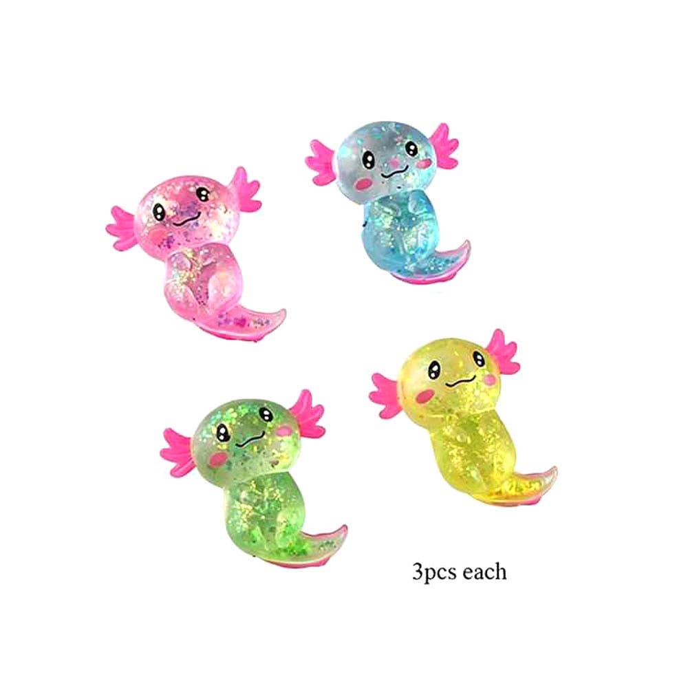 Sensibling Corp. - 12PCS - Glitter Axolotl Squeeze Squishy Stress Relief Toy