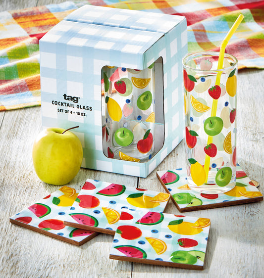 tag - Fresh Pick Drinks Glass Set of 4 Multi Summer