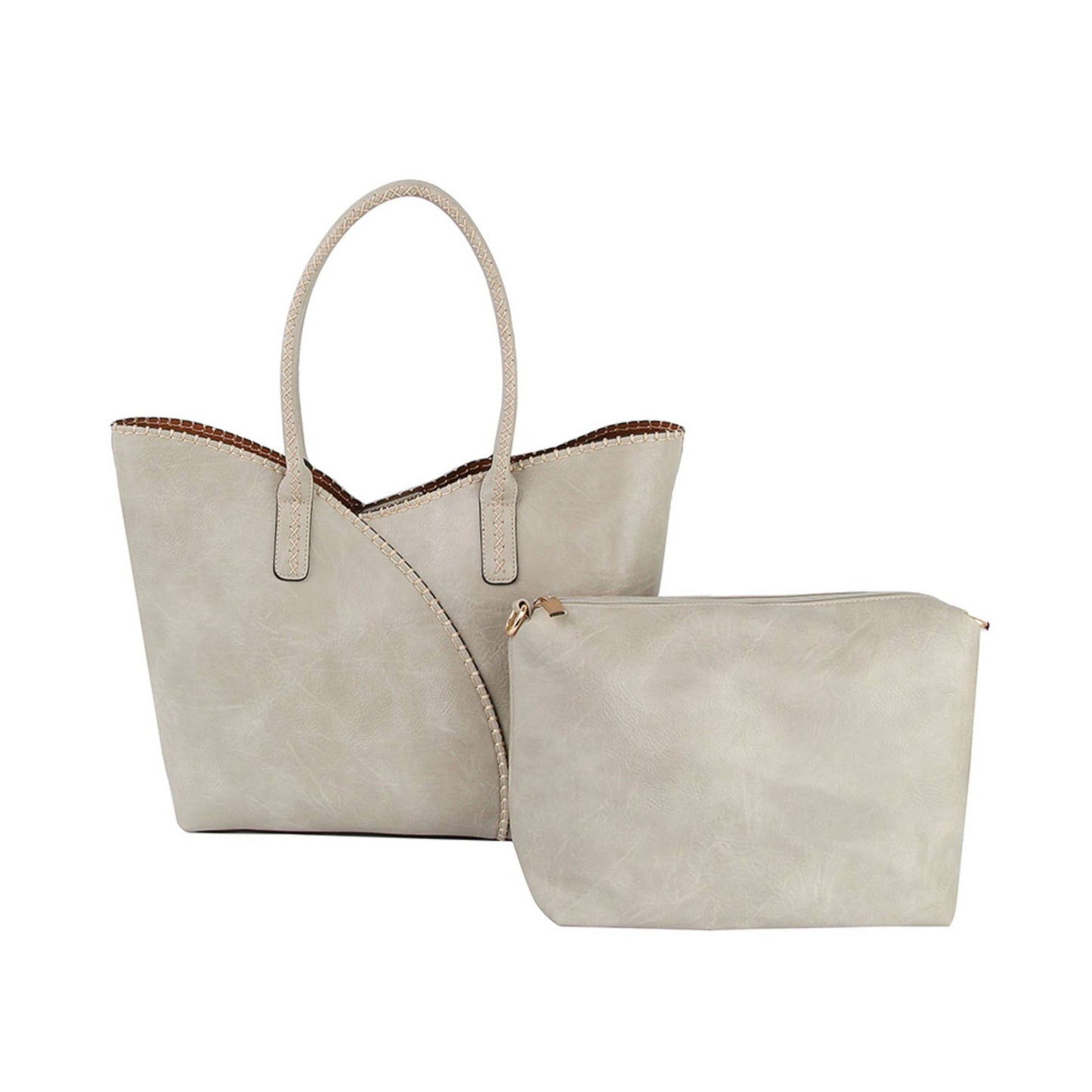 MiMi Wholesale - COL001-2 2-in-1 Stitch Trim Detail Shoulder/Tote Set Bag