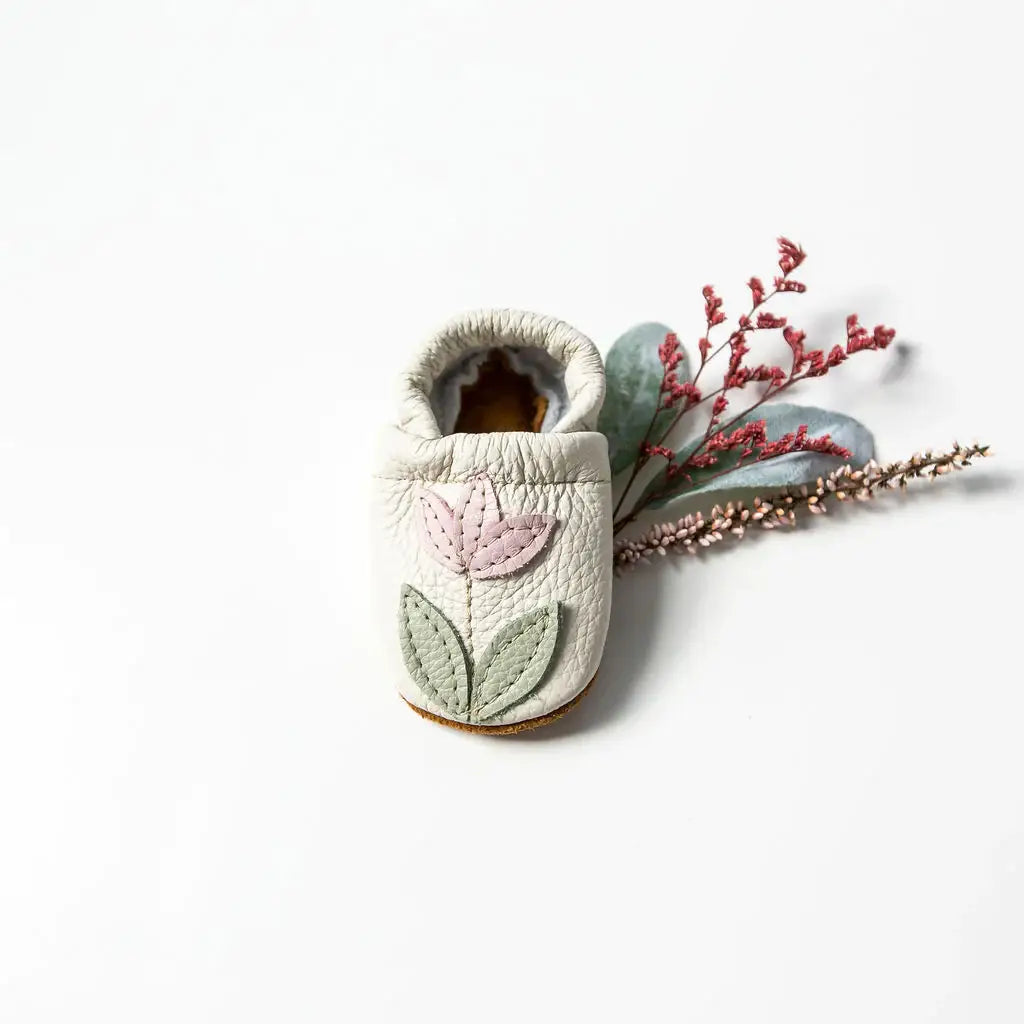 Starry Knight Design - Tulip on Milk Leather Shoes Moccs Baby and Toddler