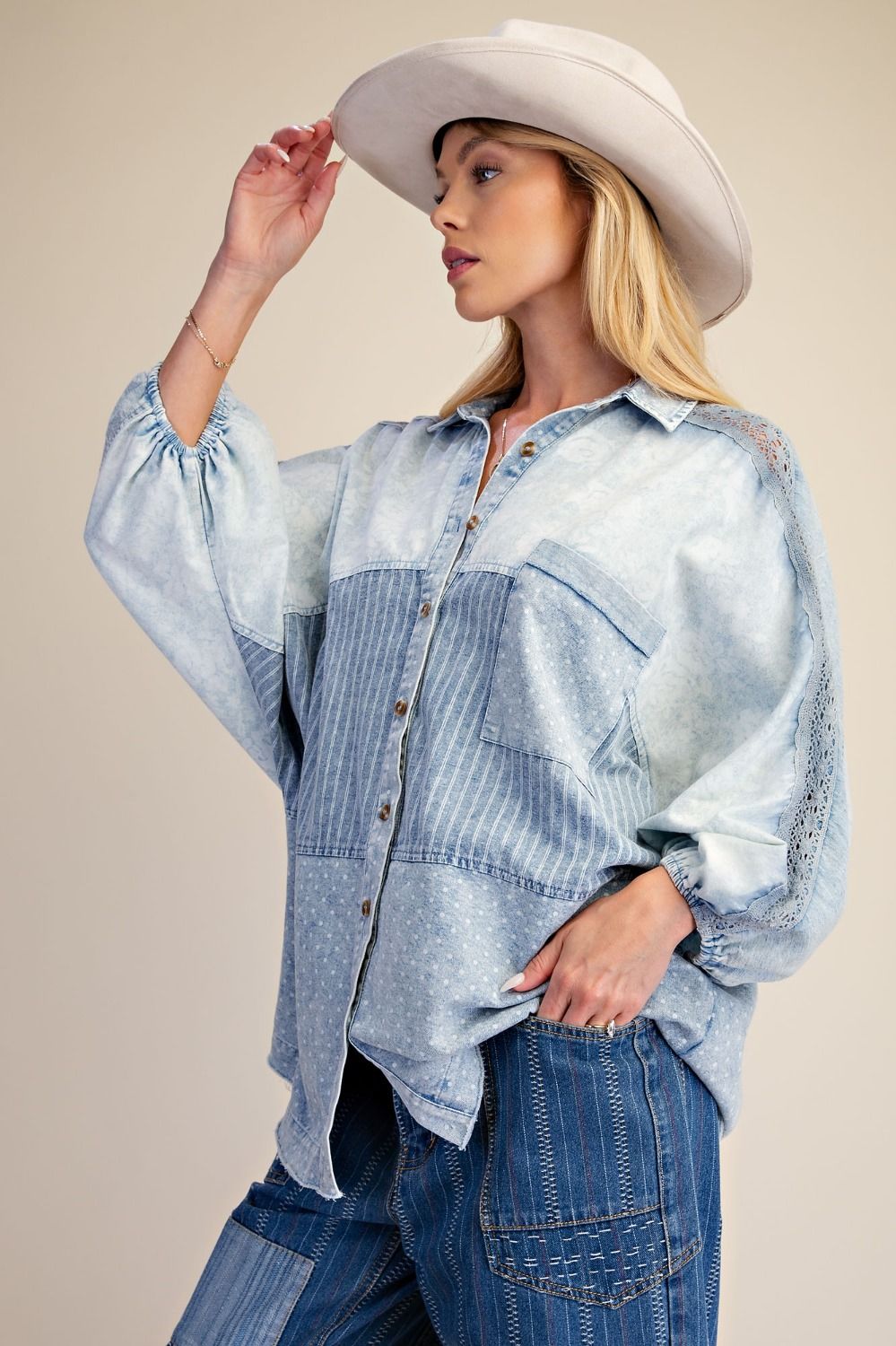 Dolman Sleeve Denim Top