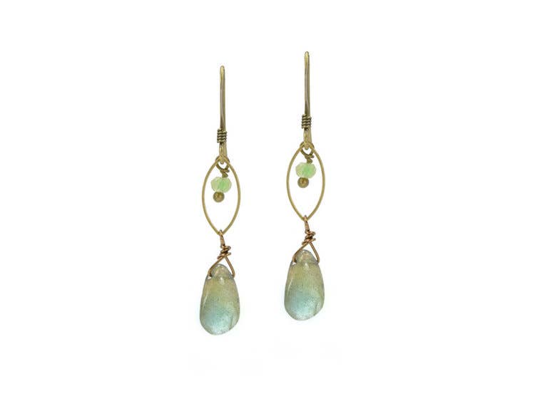 Edgy Petal Jewelry - Labradorite and Green Peridot Accent Earrings Cute Edgy