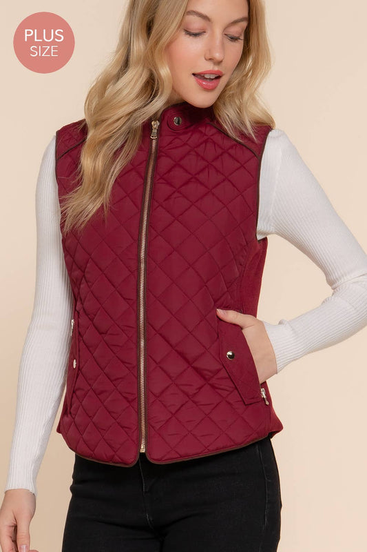 Active Basic | Active USA - Suede Piping Quilted Padding Vest