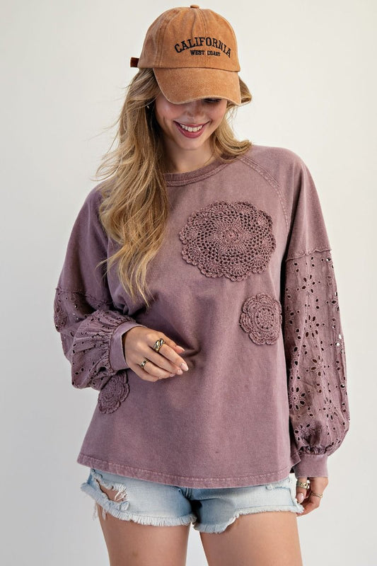 Lavender Crochet Flower Top