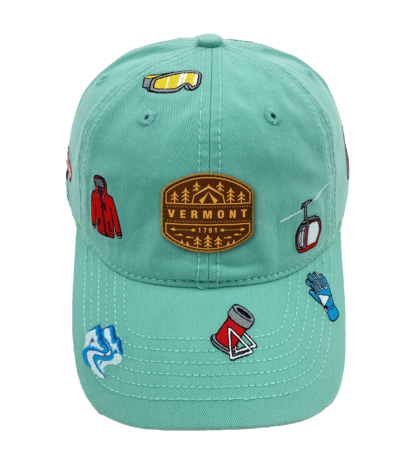 Northern Icons Creations INC - Vermont Ski Resort Embroidered Baseball Cap – Snow Mountain Winter Travel Adventure Hat