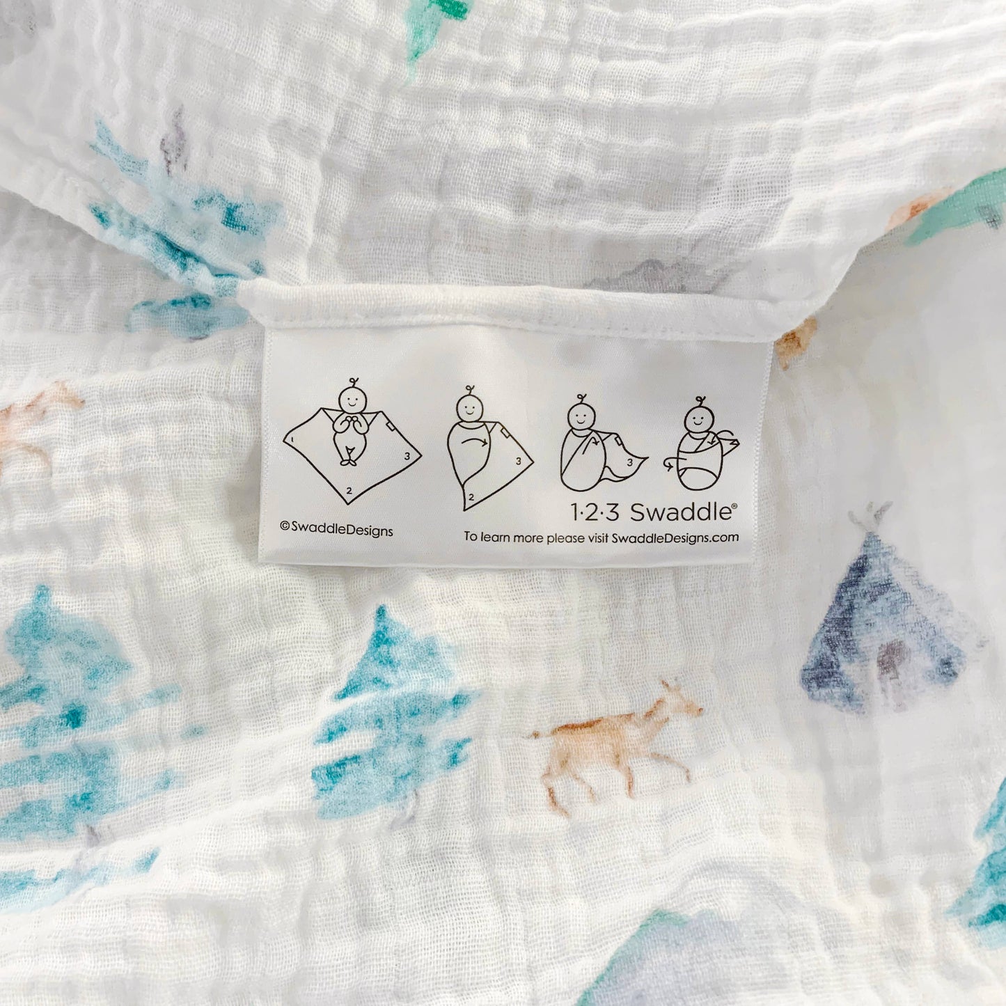 SwaddleDesigns - Watercolor Mountains & Trees Muslin Swaddle Blanket