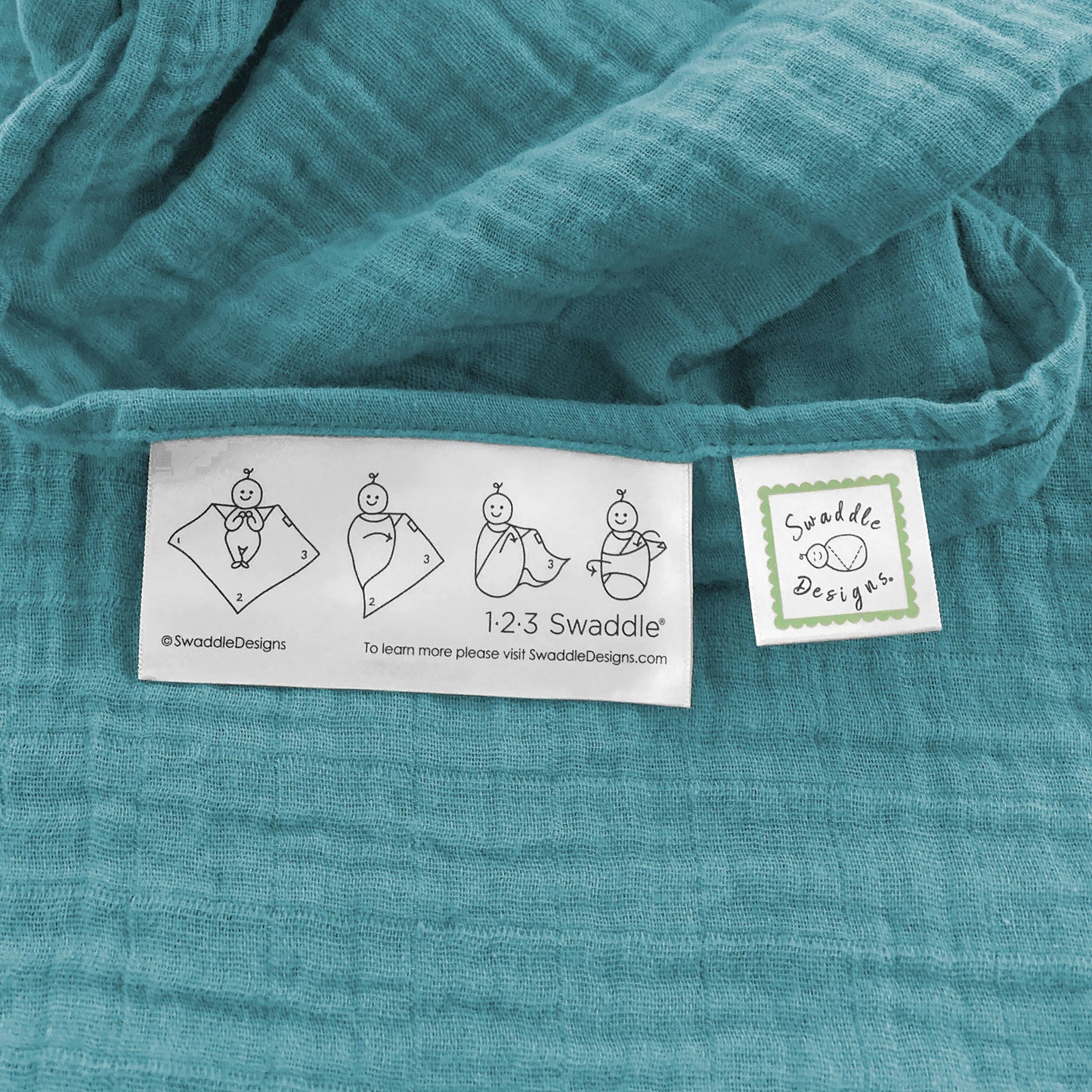 SwaddleDesigns - Teal Muslin Swaddle Blanket, Premium Cotton