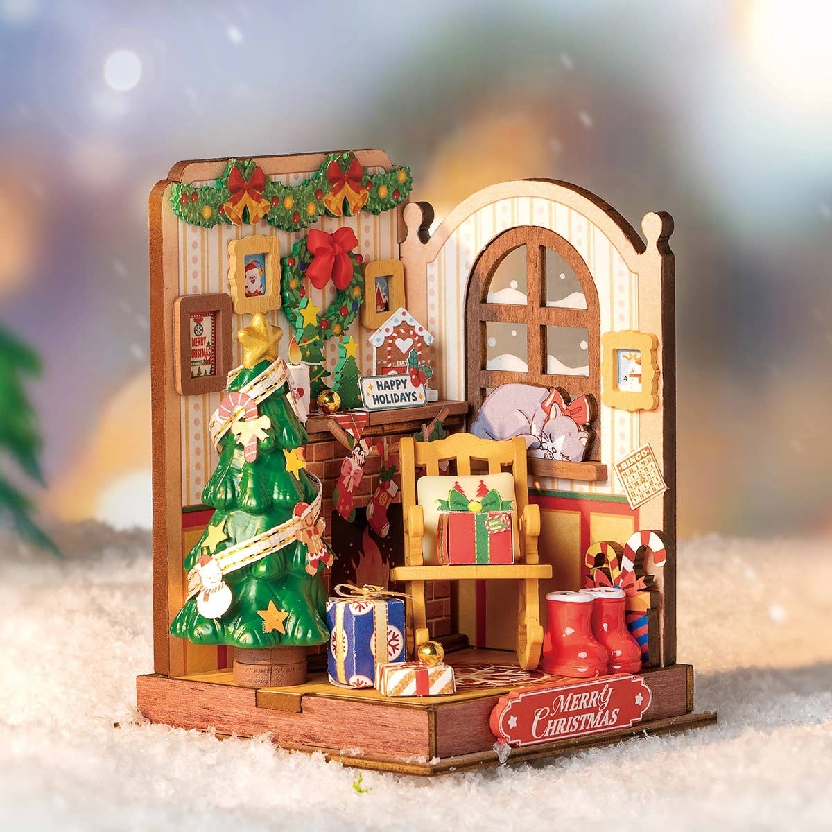 Hands Craft - DIY Miniature House Kit: Christmas Fireplace