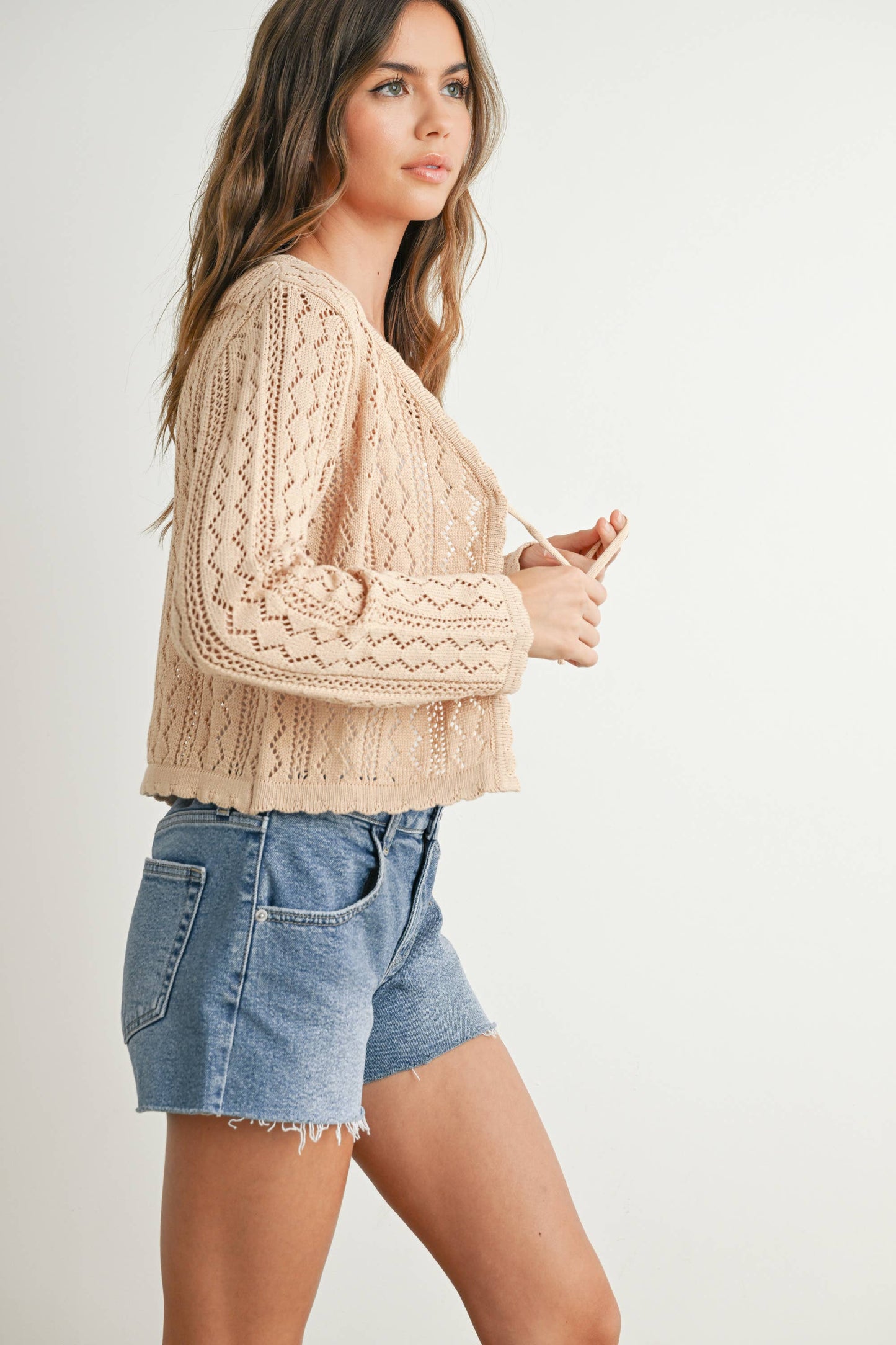 BUTTERMELON - Knitted Tie-Front Cardigan - BMC7680
