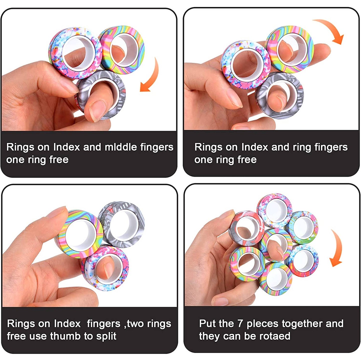 JSBlueRidge Toys - Magnetic Finger Rings Fidget Kids Toy- Assorted in Bulk