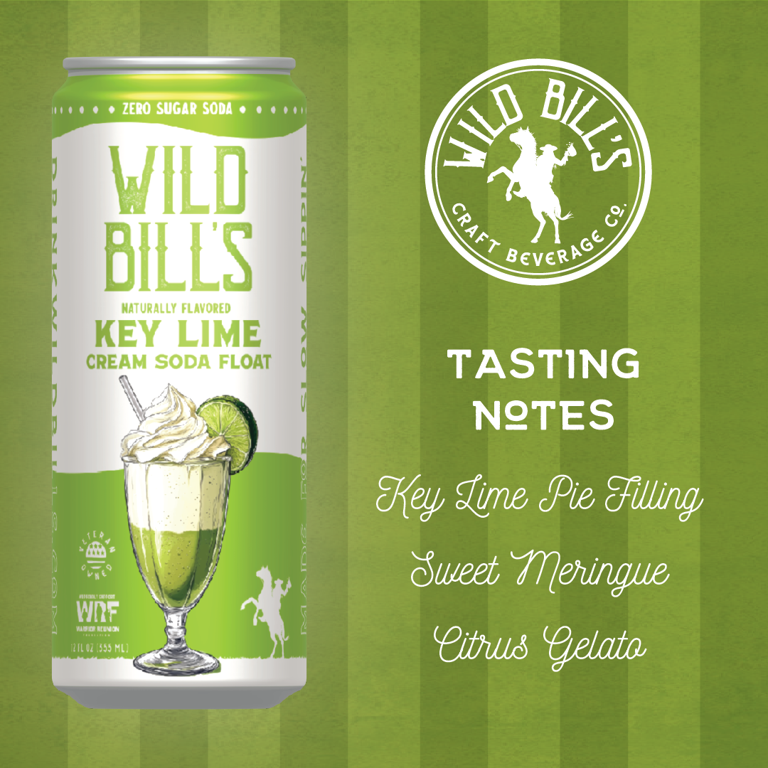 Wild Bill’s Craft Beverage Co. - Key Lime - Zero Sugar Soda, Clean Ingredients, 12-Pack, Cans